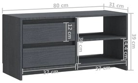 Móvel de TV 80x31x39 cm madeira de pinho maciça cinzento