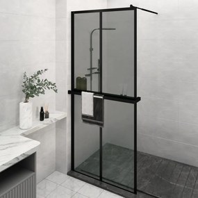 vidaXL Divisória chuveiro+prateleira 100x195 vidro ESG/alumínio preto