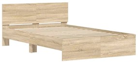 Estrutura de cama com cabeceira 120x190 cm carvalho sonoma