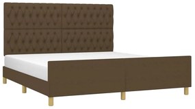 Estrutura de cama sem colchão 180x200 cm tecido castanho-escuro