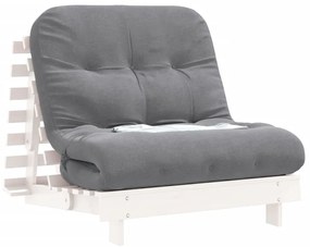 Sofá-cama futon com colchão 80x206x11 cm pinho maciço branco