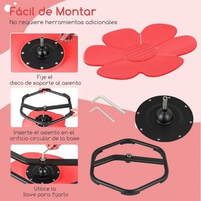 Cadeira giratória sensorial para crianças para autismo com base metálica antiderrapante Rotação 360° 54 x 50 x 25 cm Vermelha