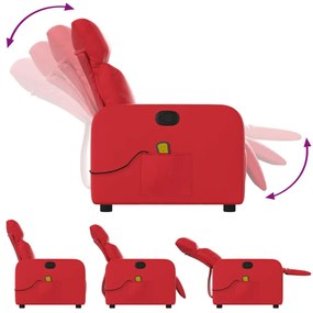 Poltrona de massagens reclinável couro artificial vermelho