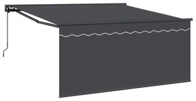 vidaXL Toldo Retrátil Antracite 350 x 300 cm Poliéster e Alumínio