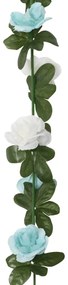 Grinaldas de flores de Natal 6 pcs 240 cm azul e branco
