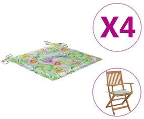 vidaXL Almofadões cadeiras jardim 4pcs tecido oxford padrão folhas
