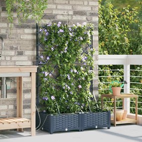 vidaXL Jardineiras Cinzas com Sistema de Irrigação - 2 peças