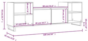 Móvel de TV 160x35x55 cm derivados de madeira branco brilhante