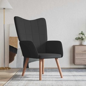 vidaXL Cadeira de descanso PVC e veludo preto