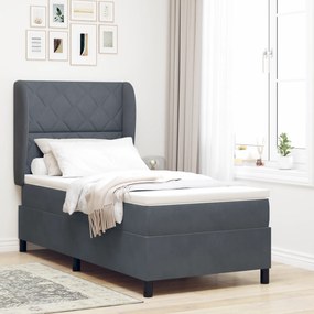 Cama Box com Colchão vidaXL Cinza Escuro 100x200 cm Veludo