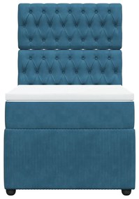 Cama boxspring com colchão 90x190 cm veludo azul