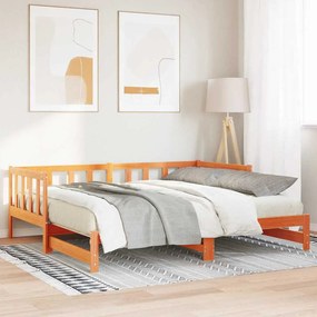 vidaXL Cama de Dia Retrátil sem Colchão Castanho 2x(80x200) cm