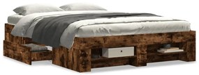 Estrutura cama s/ colchão derivados de madeira carvalho fumado