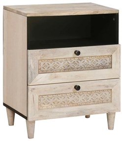 vidaXL Mesa-de-cabeceira com gaveta Bege 50 x 33 x 60 cm