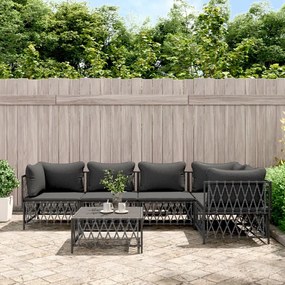 vidaXL 6 pcs conjunto lounge de jardim com almofadões aço antracite
