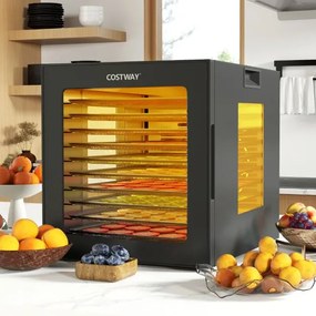 Desidratador de alimentos com bandejas de aço inoxidável Secador de alimentos com ecrã LED Temperatura 35-75 ℃ e temporizador