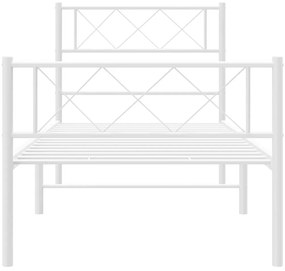 Estrutura de cama com cabeceira e pés 100x190 cm metal branco