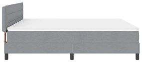 Cama Box Spring com Colchão e LED Cinza Claro 180x200 cm Tecido