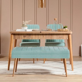 Conjunto de Mesa de Jantar Extensível Vina – Pinho Atlântico e Pistach
