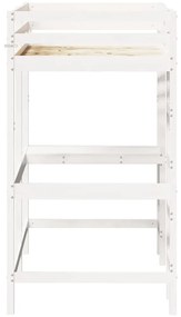 Cama alta com secretária 90x190 cm pinho maciço branco