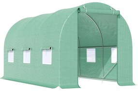 Estufa Túnel 445x190x200 cm Estufa de Jardim com 6 Janelas 1 Porta e C