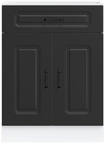 Armário de cozinha baixo Kalmar madeira artificial preto