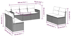 7 pcs conjunto de sofás p/ jardim com almofadões vime PE bege