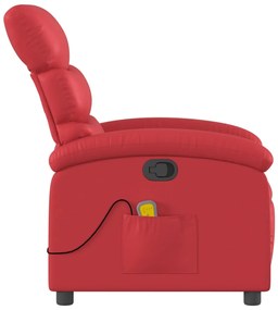 Poltrona de massagens reclinável couro artificial vermelho