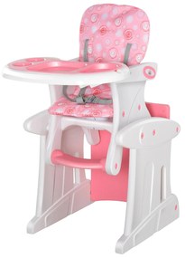 HOMCOM Cadeira para bebês 3 em 1 acima de 6 meses multifuncional Ajustável em 3 posições 57x59x105 cm Rosa | Aosom Portugal