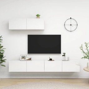3079333 vidaXL Móveis de TV 3 pcs contraplacado branco brilhante