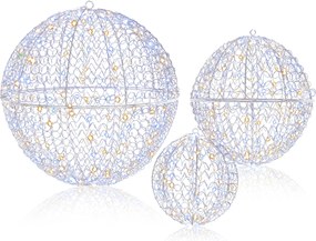 Conjunto de 3 esferas LED natal com 8 modos e 3 cores de luz para pendurar