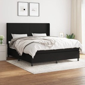 vidaXL Cama com molas/colchão 160x200 cm tecido preto