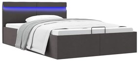 vidaXL Cama hidráulica c/ arrumação LED 120x200cm tecido cinza-escuro