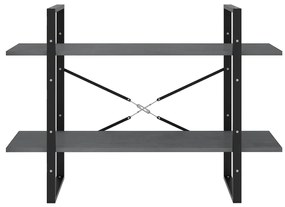 Estante com 2 prateleiras 100x30x70 cm pinho maciço cinzento