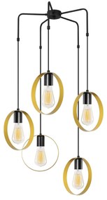 Candeeiro Chandelier Halka – Dourado/Preto – Diâmetro 70 cm, Altura 10