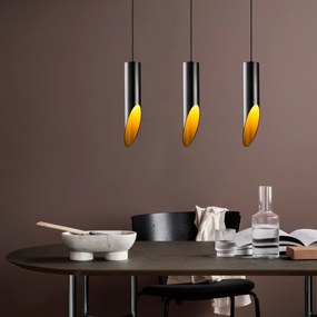 Candeeiro de Teto Kesik – Preto e Dourado – 58 x 8 cm