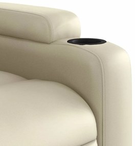 Poltrona reclinável de massagens couro artificial cor creme