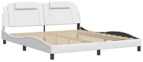 Estrutura cama c/ cabeceira 180x200 cm couro artificial branco