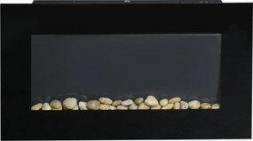Lareira elétrica de parede 1000/2000 W 72,5 x 11,5 x 40 cm, lareira decorativa com efeito de chama em 7 cores ajustáveis, , preta