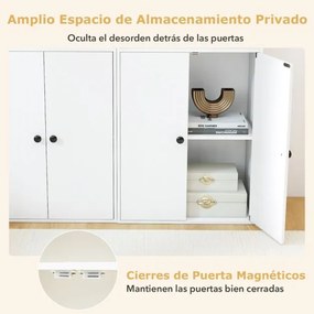 Estante com 4 portas de armazenamento moderno 54 x 30 x 111 cm de 4 níveis com prateleiras ajustáveis branco