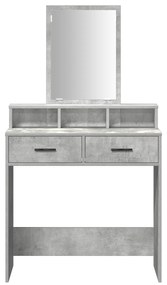 Espaço para Maquiagem com Gavetas Cinza Concreto 79x41x140 cm