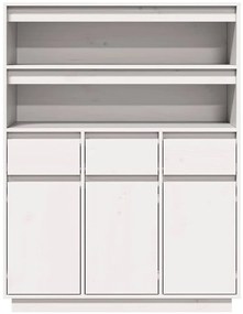 Aparador alto 89x34x116,5 cm madeira de pinho maciça branco