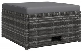 4 pcs conjunto lounge de jardim c/ almofadões vime PE cinzento
