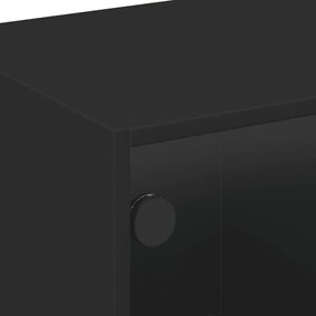 Móvel de TV c/ portas de vidro 102x37x42 cm preto