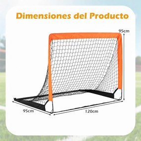 Conjunto de 2 Balizas de Futebol Infantis Pop-up, 114 x 96,5 x 99,5 cm, Postes de Fibra de Vidro