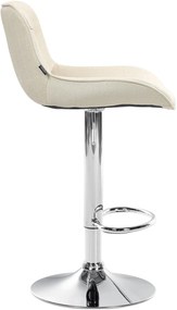 Banco alto em tecido com estrutura prateada 85-106 x 49 x 51 cm cor creme