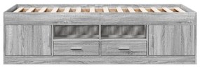 Sofá-cama com gavetas sem colchão 100x200 cm cinzento sonoma