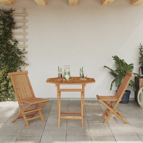 Conjunto Bistro de Jardim Dobrável de 3 Peças de Madeira Sólida de Acá
