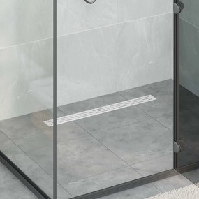 vidaXL Ralo de Chuveiro com Tampa de Vidro e Sifão 360° Prateado 70 cm