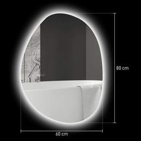 Espelho de Casa de Banho LED 3 Cores de Luz Brilho Regulável Função Anti Embaciamento Função Memória IP44 80x60 cm Prata